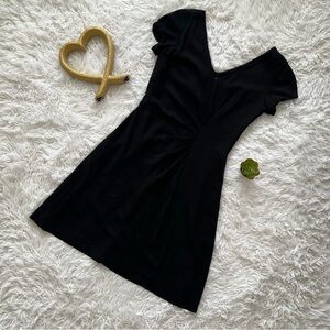 Banana Republic Black Puff Sleeve V-Neck Dress
